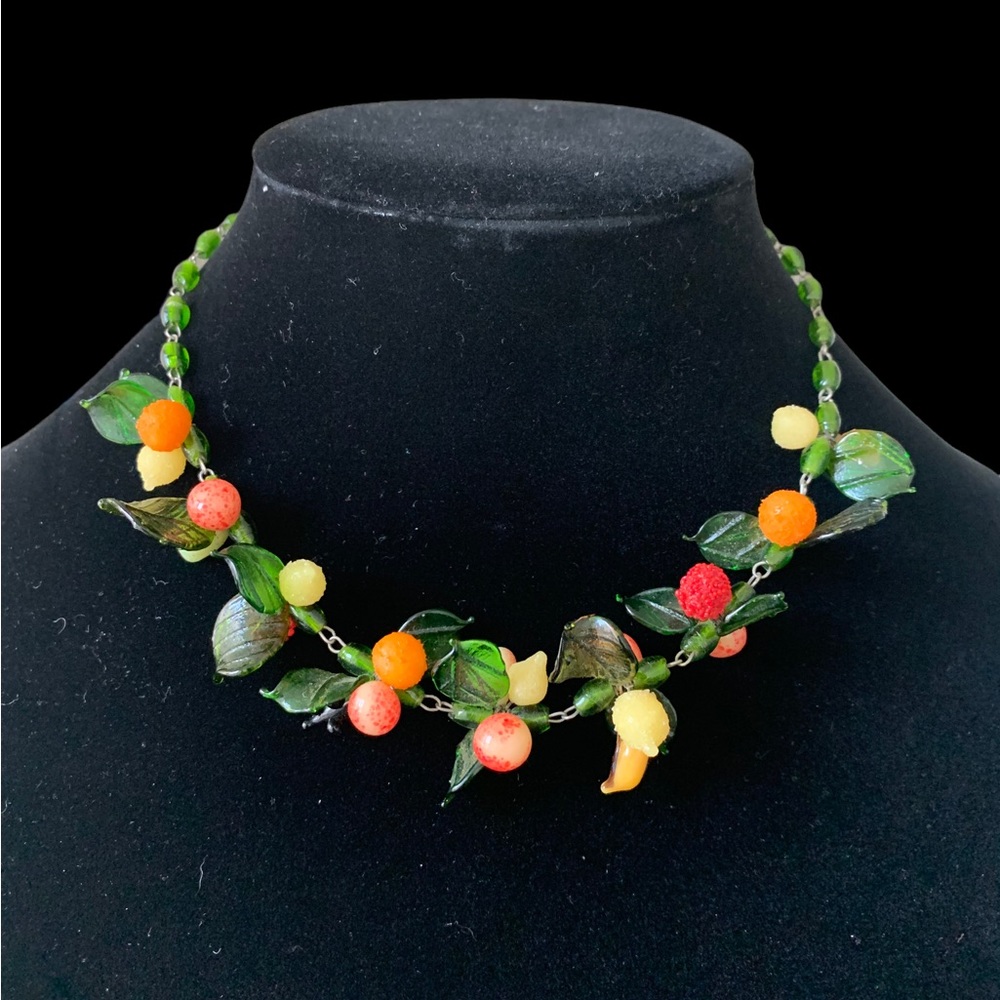 Poured glass tutti-frutti fruit salad, necklace vintage - Picture 3 of 8